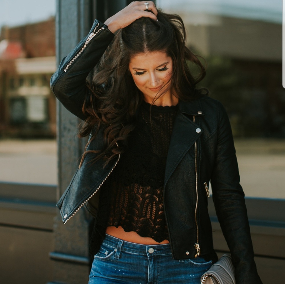 FAUX LEATHER MOTORCYCLE JACKET